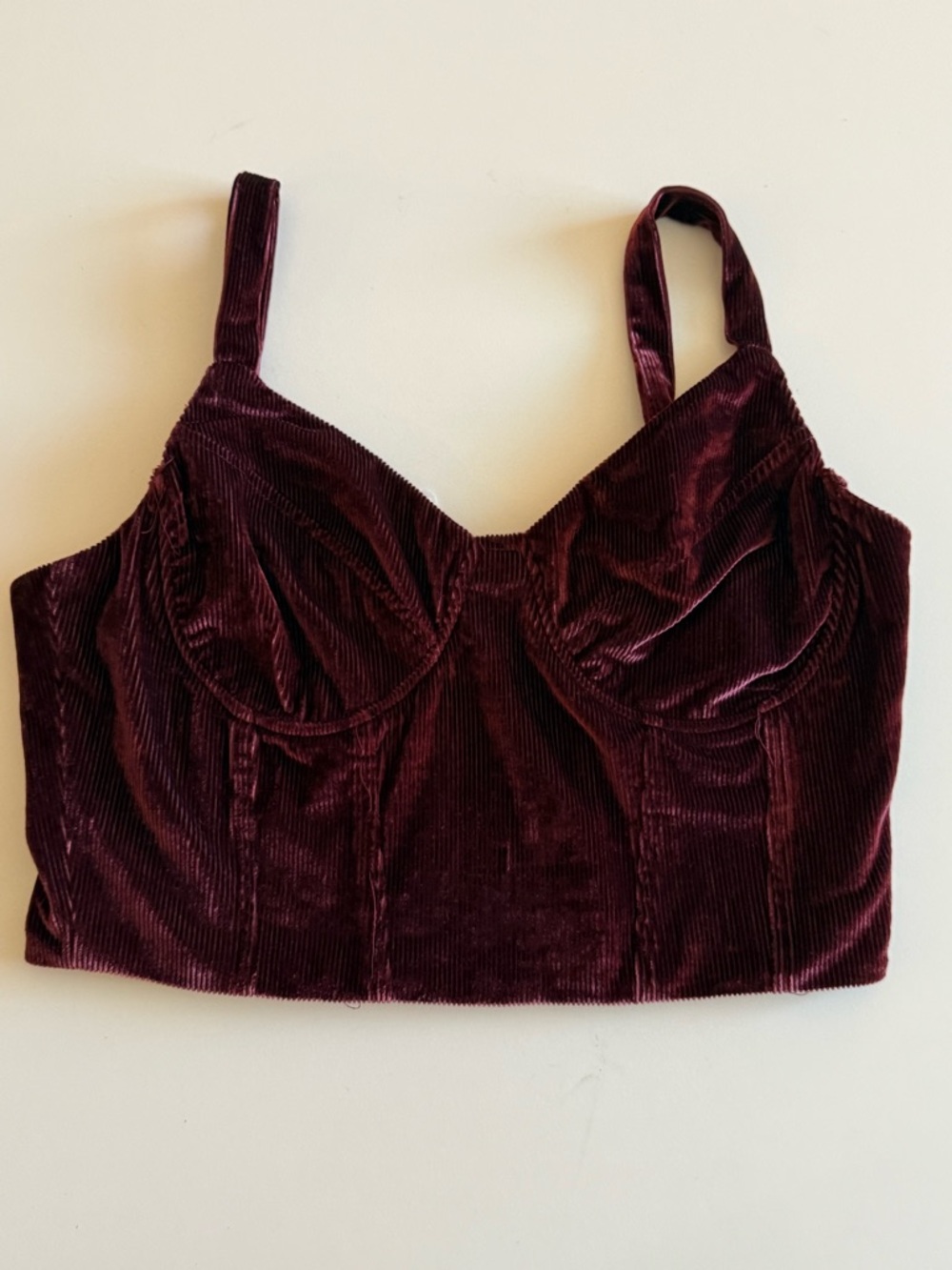 Full Tilt Burgundy Velvet Crop Top
